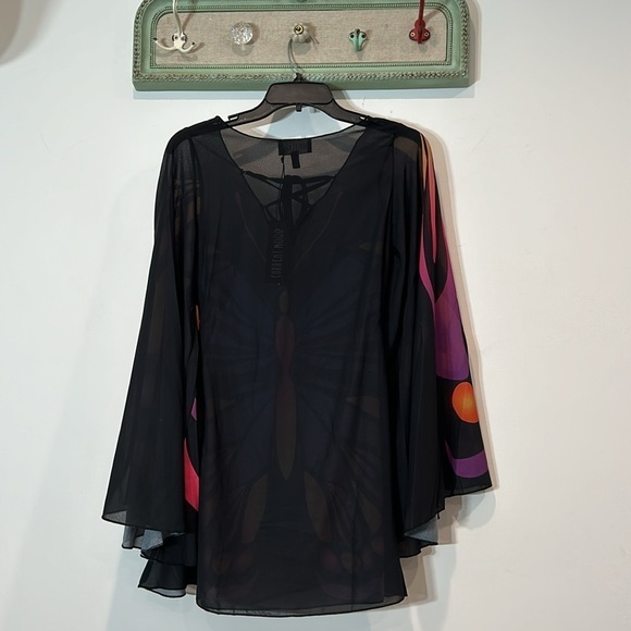 Current Mood XXS Butterfly Print Bell Sleeve Mini Dress - Multi COLOR NEW W TAG - Picture 6 of 6